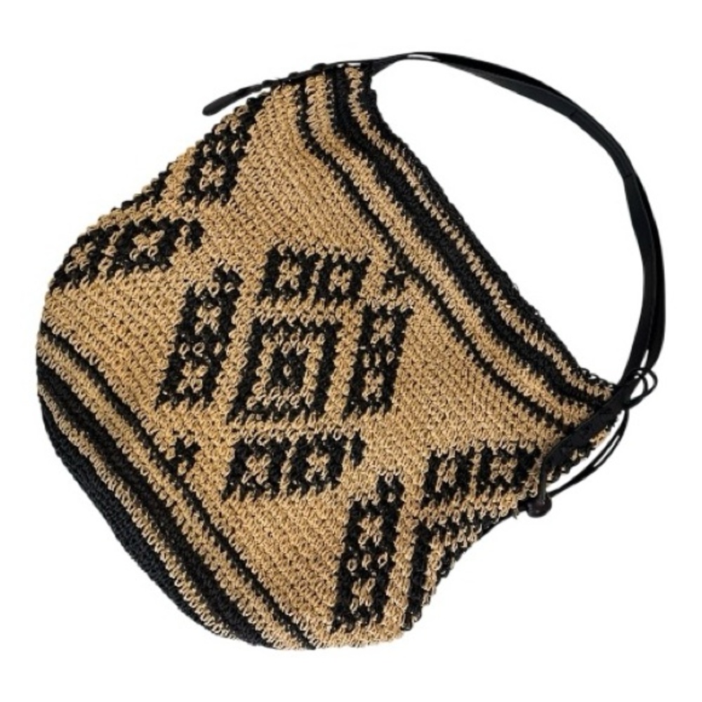 Lucky Brand | Black & Natural Raffia Hobo / Shoulder Bag